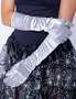 Satin-Handschuhe 40 cm lang silber Kost�m-Zubeh�r 