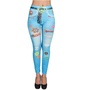Hippie Leggings 70er Flower Power Hose Blau f�r Damen 