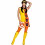 70er Jahre Disco Kleid Damen Retro Kost�m Gelb-Orange
