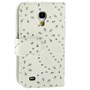 Schutzh�lle Case (Flip Quer) f�r Handy Samsung Galaxy S4 mini i9190 Strass Weiss