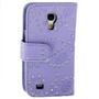 Schutzh�lle Case (Flip Quer) f�r Handy Samsung Galaxy S4 mini i9190 Strass Flieder