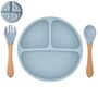 Babyteller Kinderteller mit Saugnapf Teller mit Lffel Gabel Silikon BPA Frei