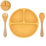Babyteller Kinderteller mit Saugnapf Teller mit L�ffel Gabel Silikon BPA Frei