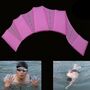 Silicone Swimming Web Fins Hand Flippers Training Gloves, L(Magenta)