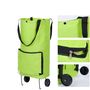 Wiederverwendbare Faltbare Einkaufstasche mit Rollen - Hochkapazitiver Organizer f�r Lebensmittel und Gem�se - Farbe: Gr�n