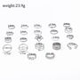 22pcs/set Heart Butterfly Joint Open Ring(SKU6699 Silver)