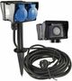 Gartensteckdose mit Erdspie�, 2-fach IP44, 2m Kabel, Zeitschaltuhr