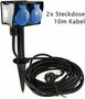 Gartensteckdose mit Erdspie�, 2-fach IP44, 10m Kabel