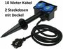 Gartensteckdose mit Erdspie�, 2-fach IP44, 10m Kabel