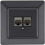 MILOS Netzwerk-Dose 2x CAT6 inkl. Rahmen, UP, Anthrazit