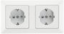 MILOS Set 2 Steckdosen+ 2-fach Rahmen 250V~/ 16A, Klemmanschluss, Matt-wei�