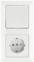 MILOS Set Steckdose+W-Schalter+Rahmen 250V~/ 16A, Klemmanschluss, Matt-wei�