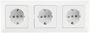 MILOS Set 3 Steckdosen + 3-fach Rahmen 250V~/ 16A, Klemmanschluss, Matt-wei�