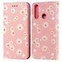 Huawei Y6p Tasche Handy H�lle Schutz Cover mit Kartenfach Glitzer Rosa