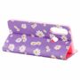Huawei Y6p Tasche Handy H�lle Schutz Cover mit Kartenfach Glitzer Violett