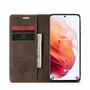 Handy H�lle Schutz Tasche f�r Samsung Galaxy S21 Cover Wallet Etui Braun