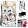 Samsung Galaxy S21 Tasche Handy H�lle Schutz-Cover Flip-Case mit Kartenfach Katzen