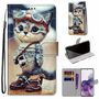 Samsung Galaxy S21 Plus Tasche Handy H�lle Schutz-Cover Flip-Case mit Kartenfach Katze