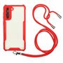 Handykette f�r Samsung Galaxy S21 - Smartphone Necklace H�lle mit Band - Schnur mit Case zum umh�ngen in Rot