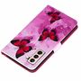 Samsung Galaxy S21 Plus Tasche Handy H�lle Schutz-Cover Flip-Case mit Kartenfach Schmetterlinge Pink
