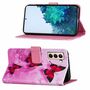 Samsung Galaxy S21 Plus Tasche Handy H�lle Schutz-Cover Flip-Case mit Kartenfach Schmetterlinge Pink