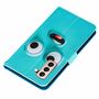 Samsung Galaxy S21 Plus Tasche Handy H�lle Schutz-Cover Flip-Case mit Kartenfach Big Eyes Blau