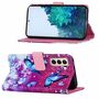 Samsung Galaxy S21 Tasche Handy H�lle Schutz-Cover Flip-Case mit Kartenfach Schmetterlinge Violett