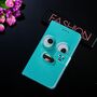 Samsung Galaxy S21 Tasche Handy H�lle Schutz-Cover Flip-Case mit Kartenfach Big Eyes Blau