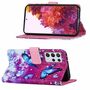 Samsung Galaxy S21 Ultra Tasche Handy H�lle Schutz-Cover Flip-Case mit Kartenfach Schmetterlinge Violett