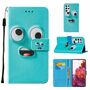 Samsung Galaxy S21 Ultra Tasche Handy H�lle Schutz-Cover Flip-Case mit Kartenfach Big Eyes Blau