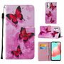 Samsung Galaxy A32 5G Tasche Handy H�lle Schutz-Cover Flip-Case mit Kartenfach Schmetterlinge Pink