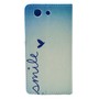 Handyh�lle Tasche f�r Handy Sony Xperia Z4 Compact Schriftzug Smile Blau