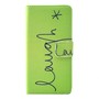 Handyh�lle Tasche f�r Handy Sony Xperia Z4 Compact Schriftzug Laugh / Lachen Gr�n