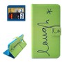 Handyh�lle Tasche f�r Handy Samsung Galaxy A7 Schriftzug Laugh / Lachen Gr�n