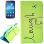 Handyh�lle Tasche f�r Handy Samsung Galaxy S4 Schriftzug Laugh / Lachen Gr�n