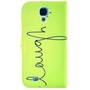 Handyh�lle Tasche f�r Handy Samsung Galaxy S4 Schriftzug Laugh / Lachen Gr�n