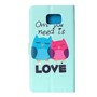 Handyh�lle Tasche f�r Handy Samsung Galaxy Note 5 Eulen Paar Verliebt