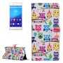 Handyh�lle Tasche f�r Handy Sony Xperia Z4 Compact Bunte Eulen Party