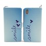 Handyh�lle Tasche f�r Handy Sony Xperia M4 Aqua Schriftzug Smile Blau