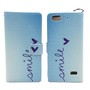 Handyhlle Tasche fr Handy Huawei G Play Mini Schriftzug Smile Blau