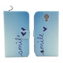 Handyh�lle Tasche f�r Handy Samsung Galaxy S4 Schriftzug Smile Blau