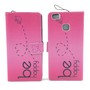 Handyh�lle Tasche f�r Handy Huawei P9 Lite Be Happy Pink