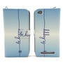Handyh�lle Tasche f�r Handy Xiaomi Redmi 3 Schriftzug Be Happy Blau