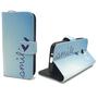 Handyhlle Tasche fr Handy Samsung Galaxy J1 Mini Schriftzug Smile Blau