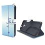 Handyhlle Tasche fr Handy ZTE Blade V7 Schriftzug Be Happy Blau