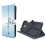 Handyhlle Tasche fr Handy ZTE Blade V7 Schriftzug Be Happy Blau