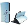 Handyh�lle Tasche f�r Handy ZTE Blade V7 Schriftzug Smile Blau