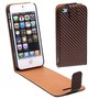  Handy Tasche Flip d�nn Carbon look f�r Case Handy iPhone SE Braun
