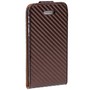  Handy Tasche Flip d�nn Carbon look f�r Case Handy iPhone SE Braun