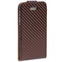 Handy Tasche Flip d�nn Carbon look f�r Handy iPhone 5 / 5s Braun